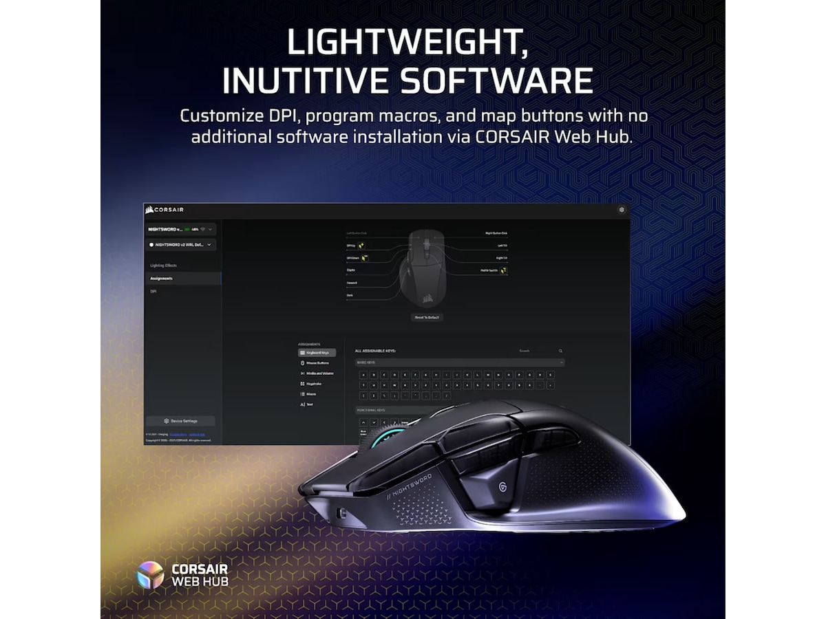 CORSAIR NIGHTSWORD v2 WIRELESS Spillmus Gamingmus