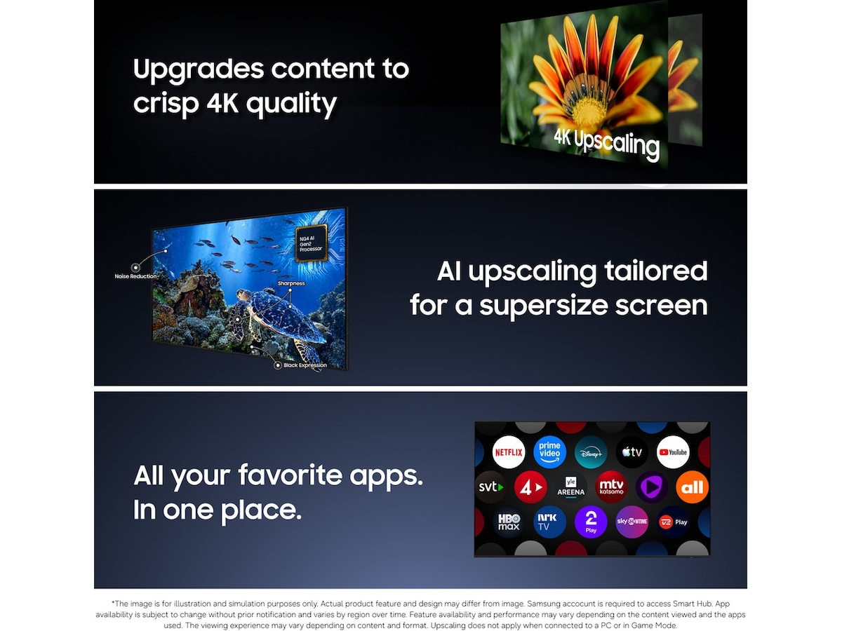 Samsung 98" Crystal UHD 4K Smart TV U9005H (2026) Over 80 tommer TV