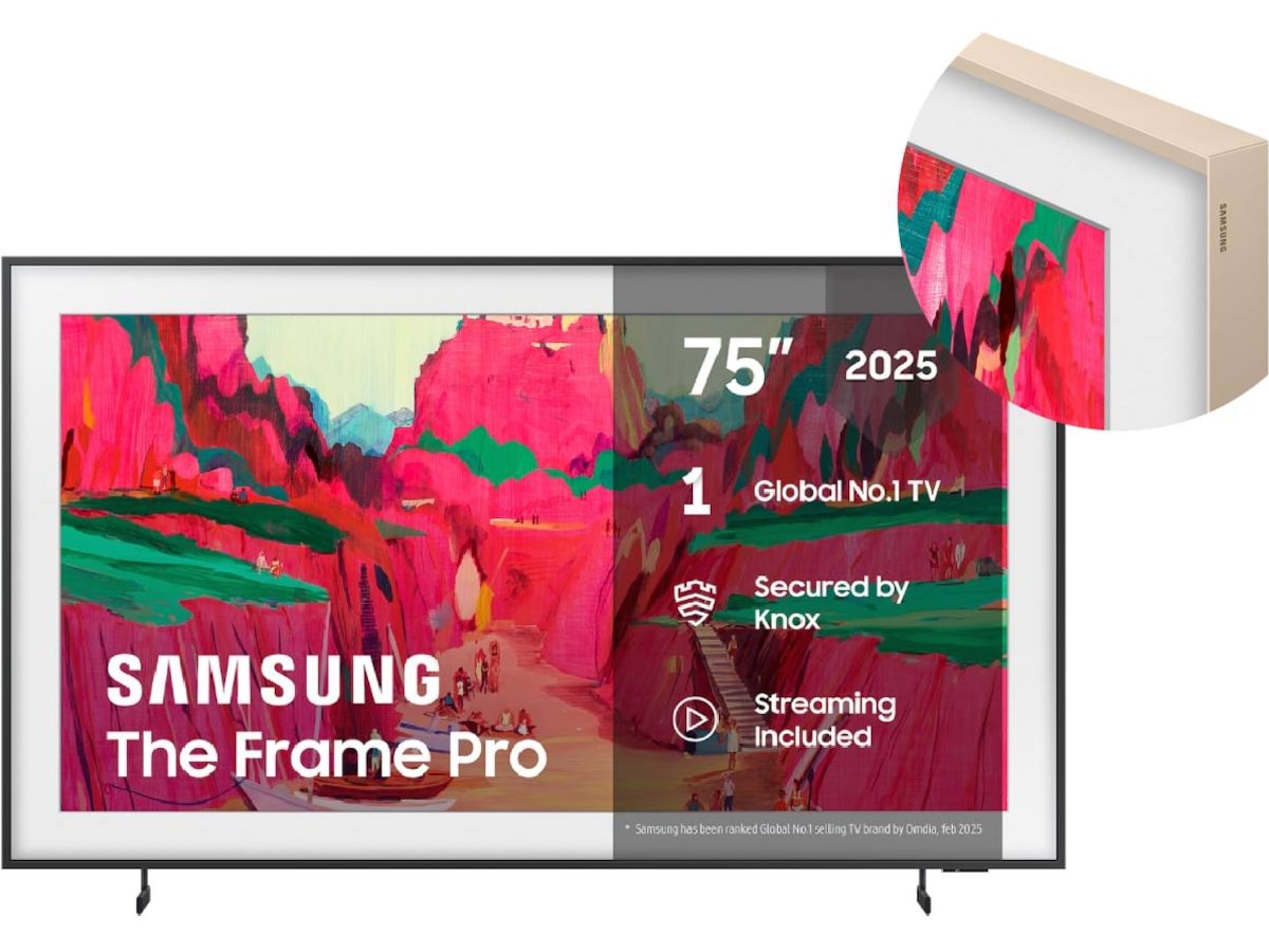 Samsung 75" The Frame Pro LS03FW Neo QLED 4K Smart TV (2025) + Ramme 70 - 79 tommer TV