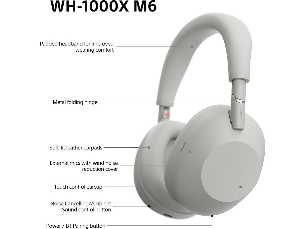Sony WH-1000XM6 trådløse hodetelefoner (sølv) Hodetelefoner