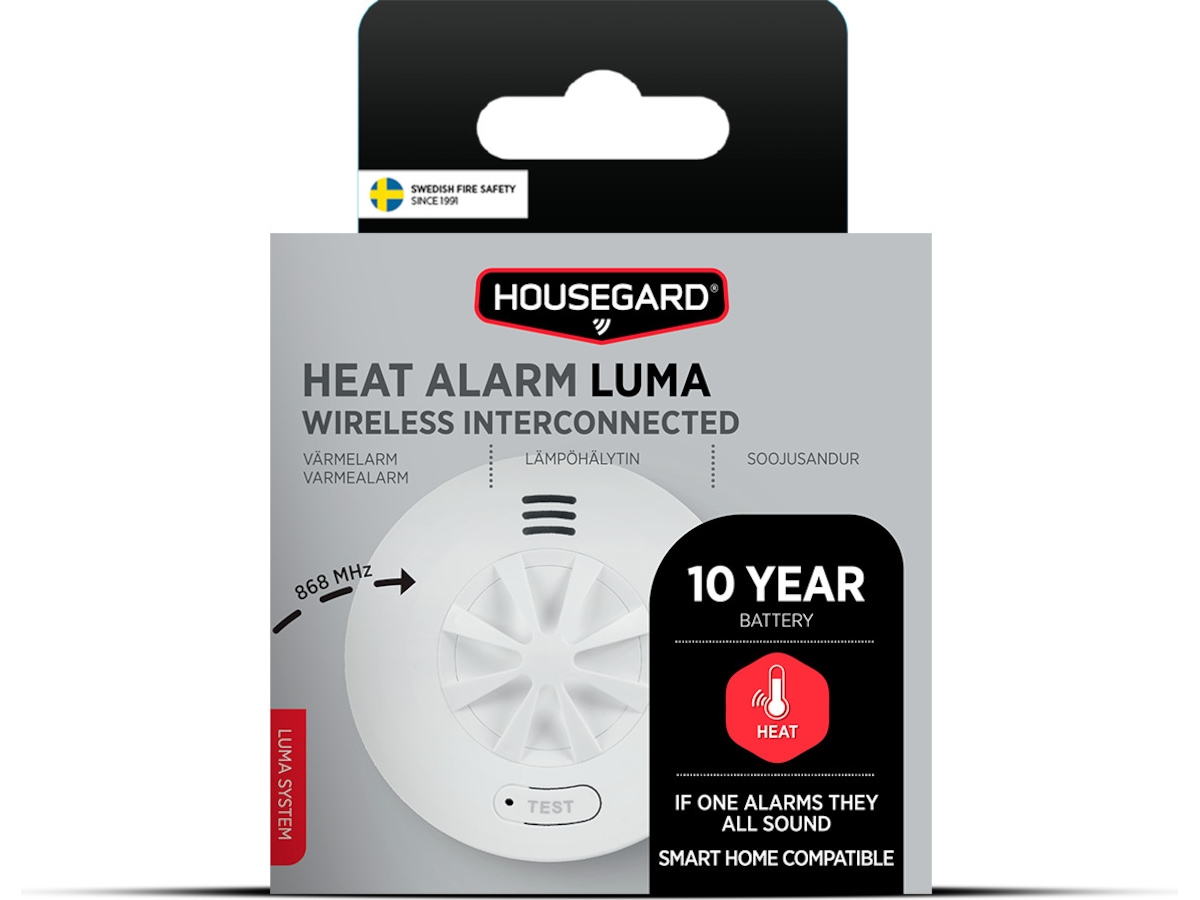 Housegard Luma trådløs varmevarsler 10-års batteri Røykvarslerer