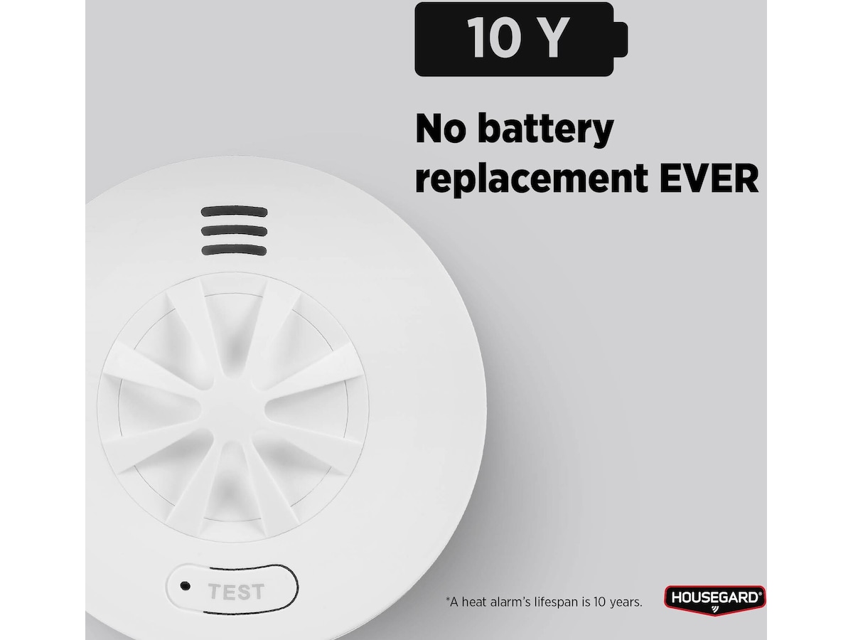 Housegard Luma trådløs varmevarsler 10-års batteri Røykvarslerer