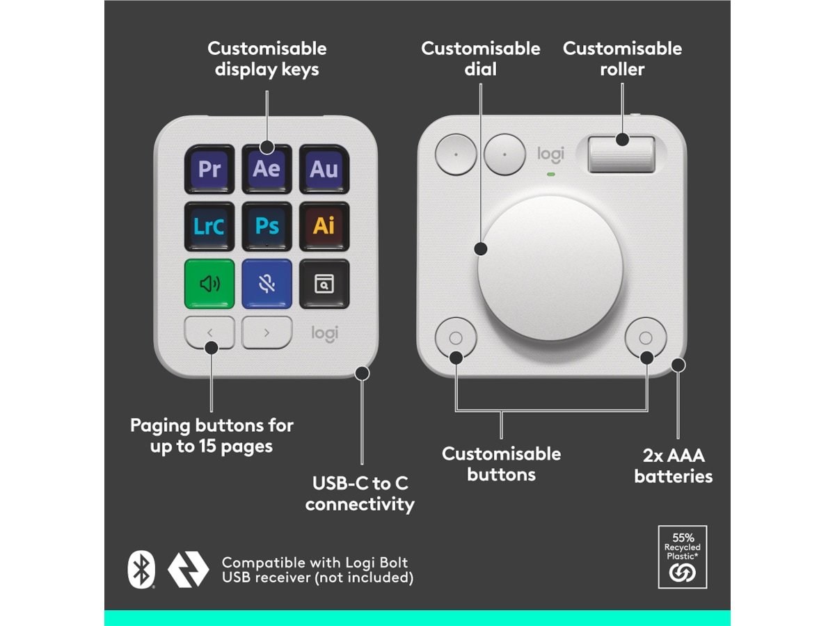 Logitech MX Creative Console (grå) -B-Grade Demo tastatur