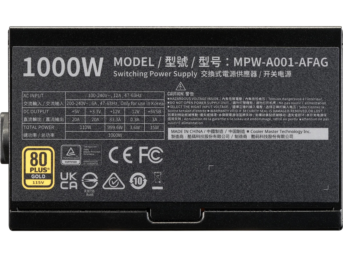 Cooler Master Elite Gold 1000 PSU Enheter
