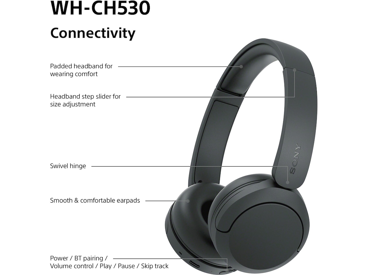 Sony WH-CH530 Trådløse Bluetooth Hodetelefoner (sort) Hodetelefoner