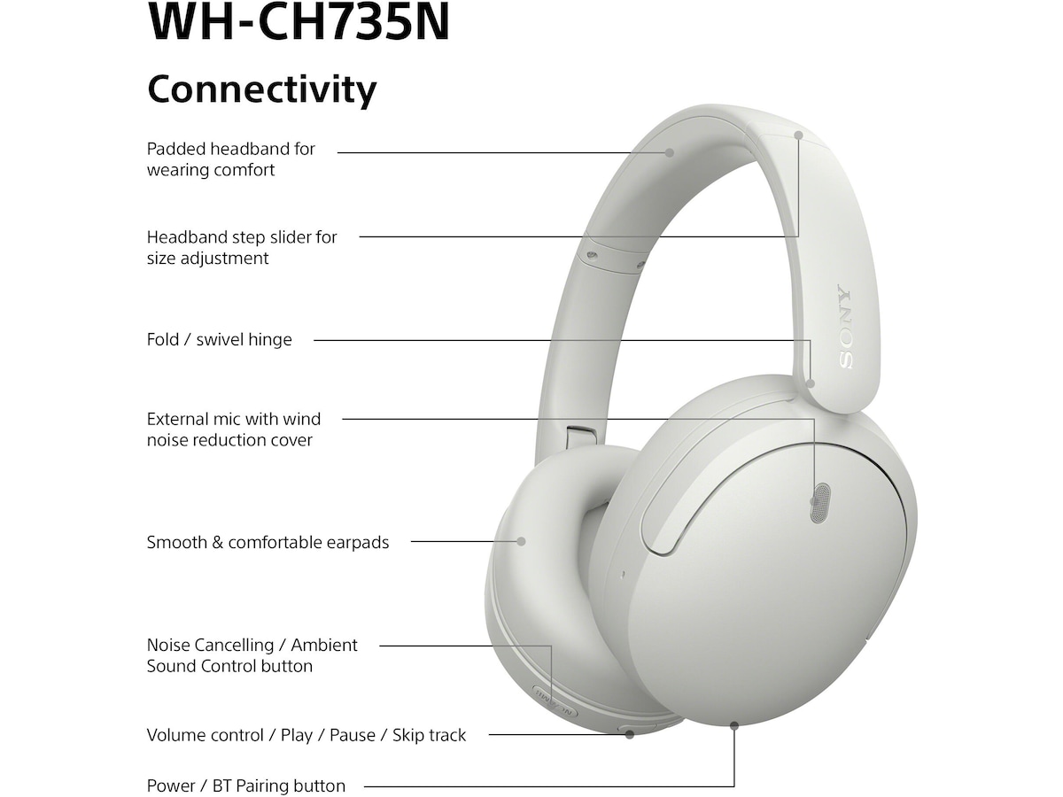 Sony WH-CH735N Trådløse Hodetelefoner (hvit) Hodetelefoner