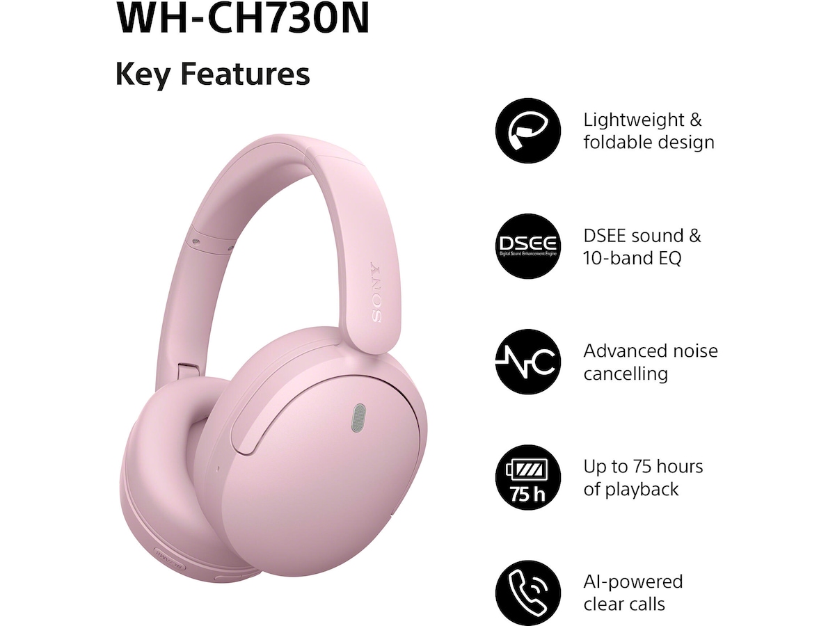 Sony WH-CH730N Trådløse Støydempende Hodetelefoner (pink) Hodetelefoner