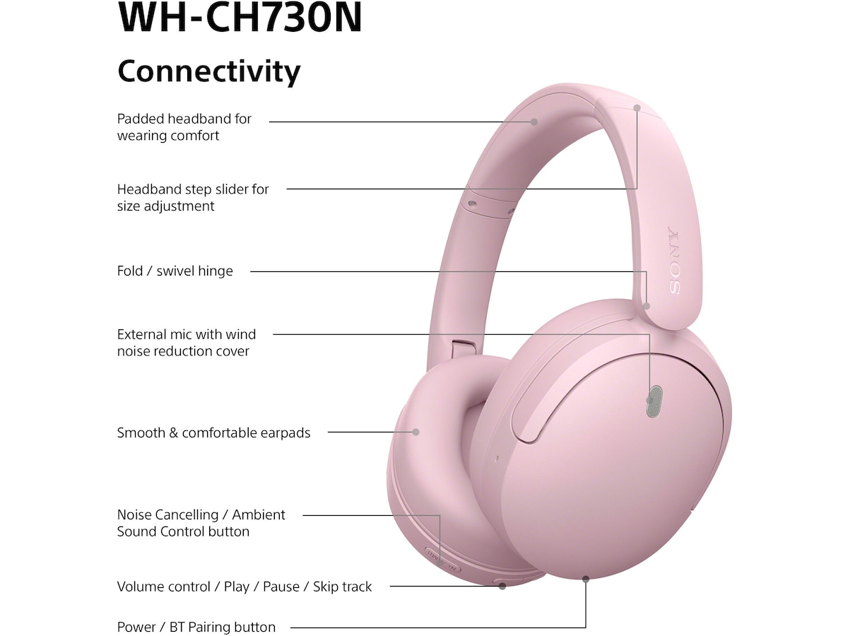 Sony WH-CH730N Trådløse Støydempende Hodetelefoner (pink) Hodetelefoner