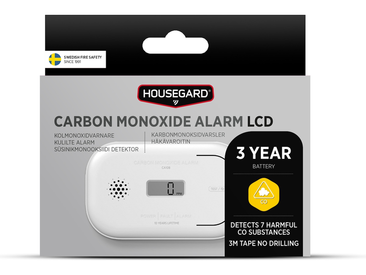 Housegard Karbonmonoksidalarm  med LCD-display Røykvarslerer