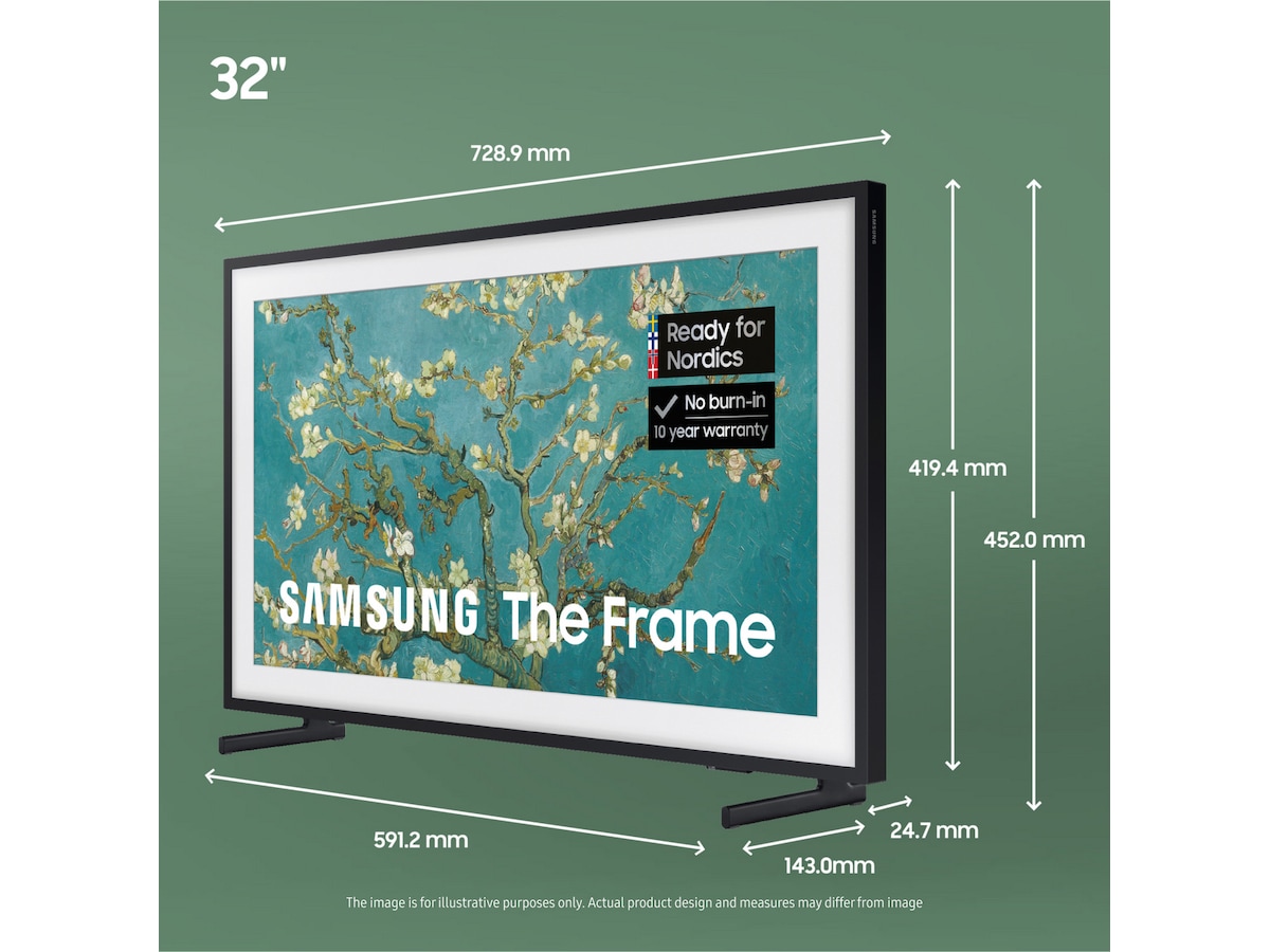 Samsung 32" LS03C The Frame (2023) + sand gold ramme 20 - 49 tommer TV