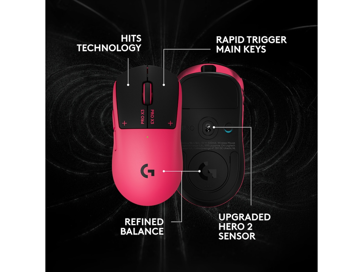 Logitech G PRO X3 SUPERSTRIKE trådløs gamingmus (rosa) Gamingmus