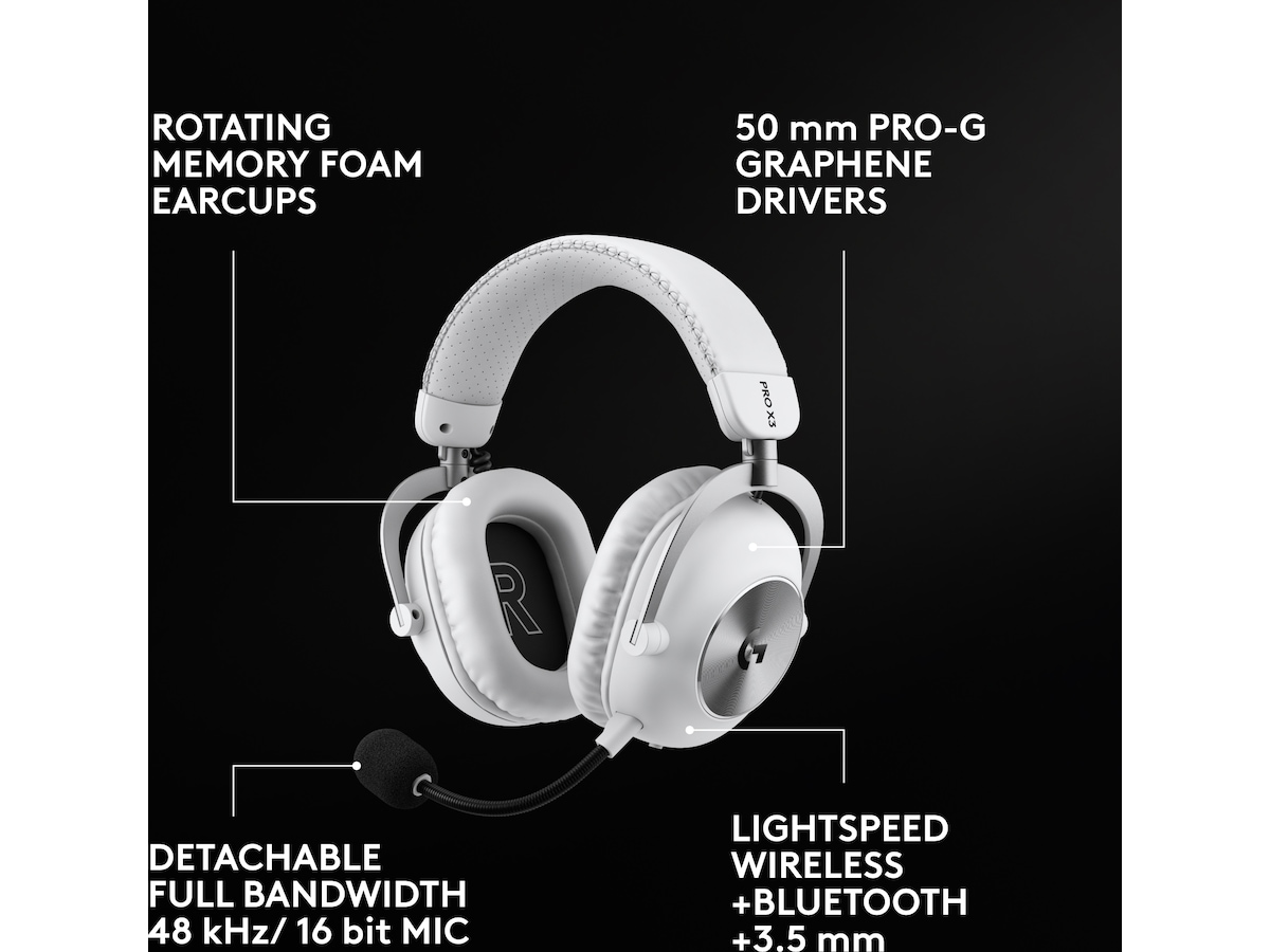 Logitech G PRO X3 LIGHTSPEED trådløst gaming-headset (hvit) Gamingheadset