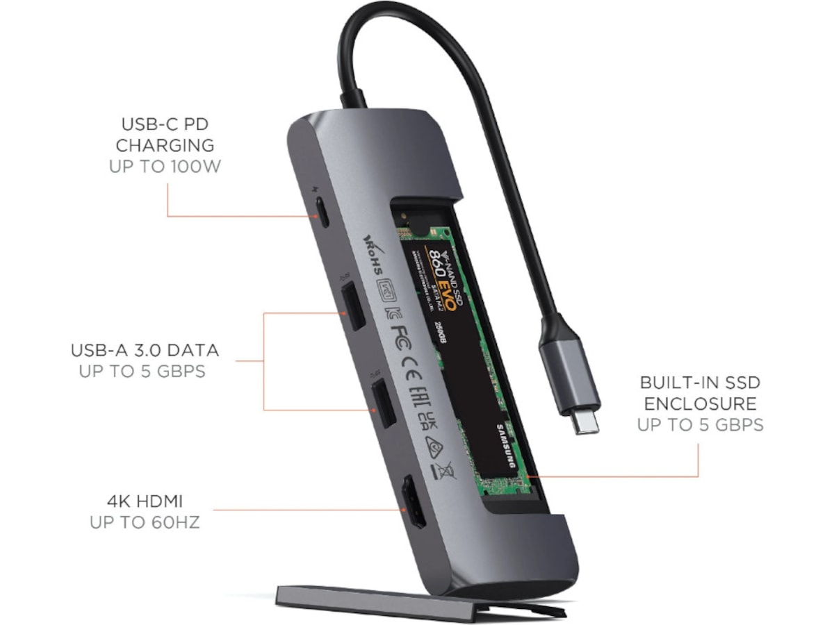 Satechi USB-C Hybrid Multiport Adapter Dockingstasjon & USB-HUB