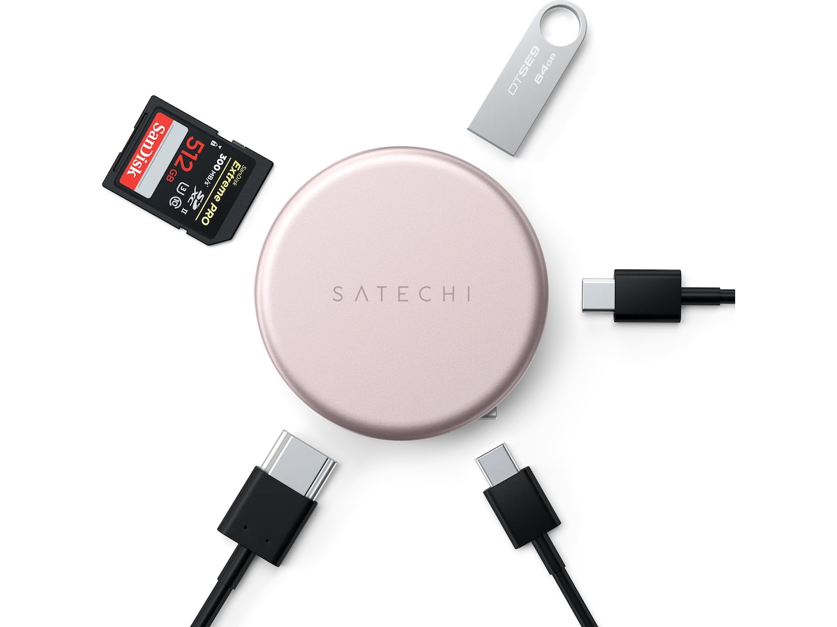 Satechi OntheGo 5-in-1 Multiport Adapter (blush) Dockingstasjon & USB-HUB
