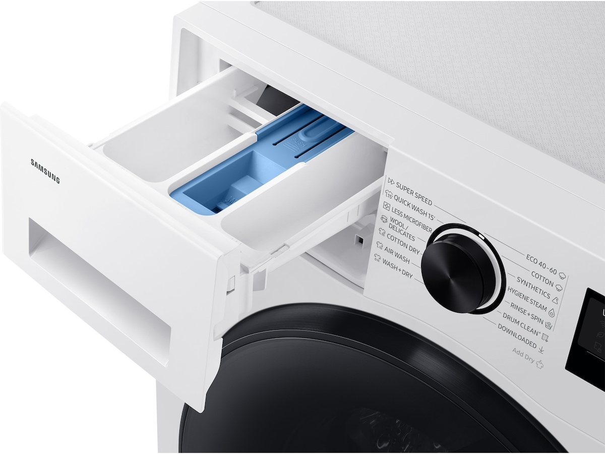 Samsung WD90HG5U34BBEE vask/tørk (hvit) Kombinert vaskemaskin og tørketrommel