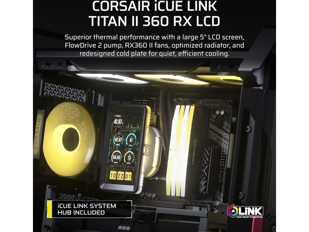Corsair iCUE Link Titan II 360 RX LCD Kjøler CPU - Vannkjøling