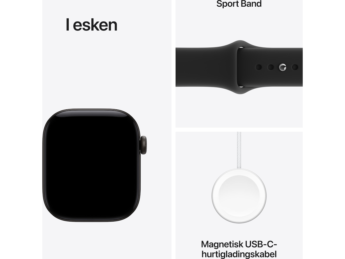 Apple Watch Series 12 GPS 42mm Aluminium (sort) Smartklokker