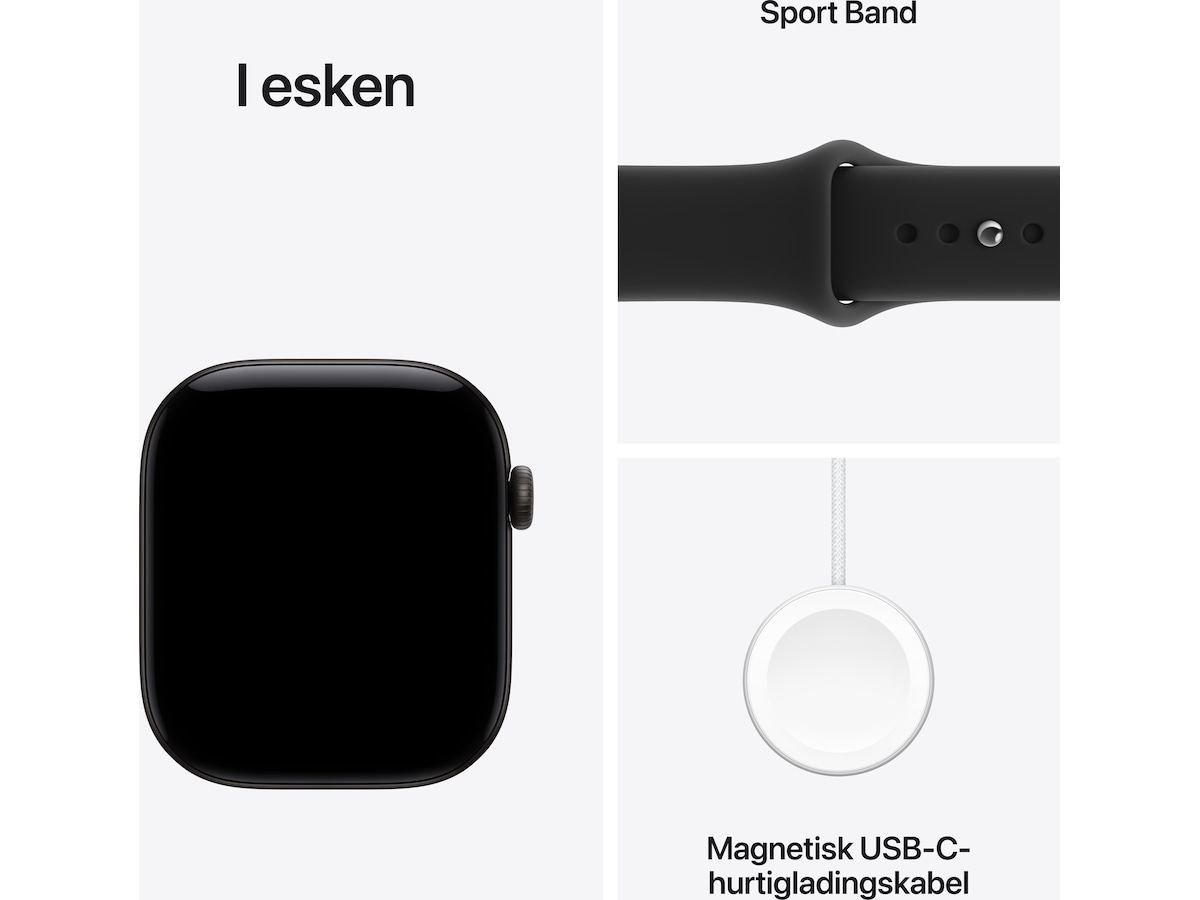 Apple Watch Series 12 GPS 46mm Aluminium (sort) Smartklokker
