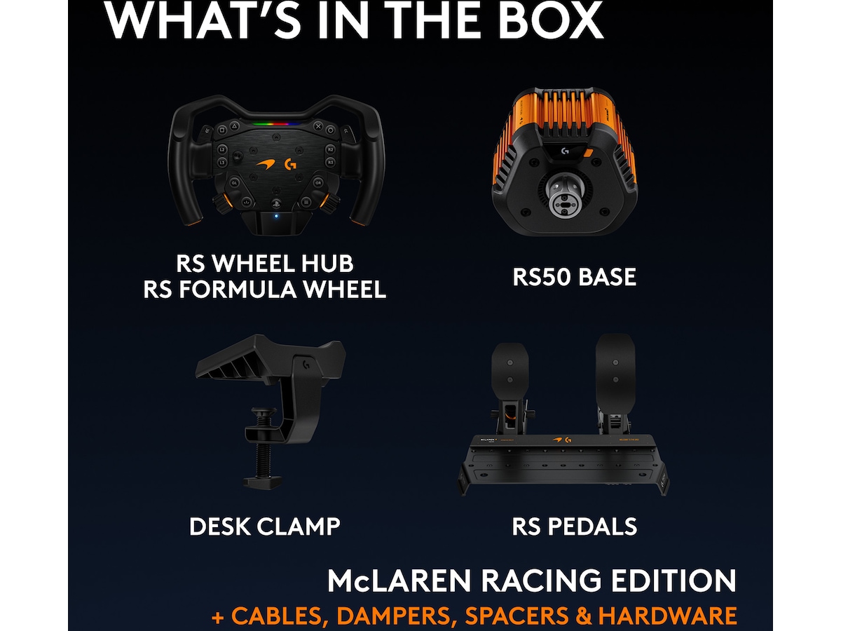 Logitech RS50 System og pedaler for PS – McLaren Racing Edition Ratt og pedaler