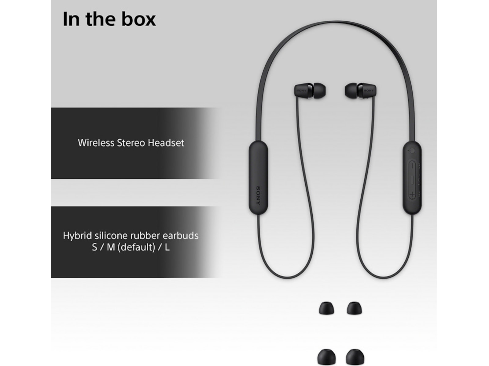 Sony WI-C100 Trådløse hodetelefoner, In-Ear (sort) Ørepropper