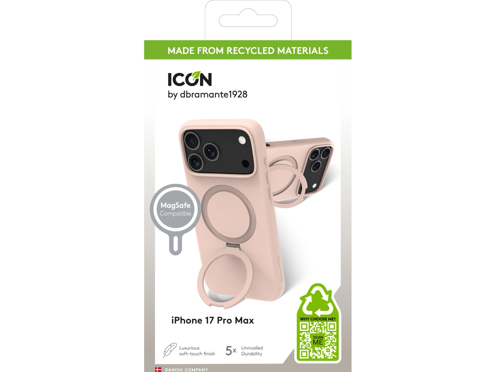 dbramante1928 iPhone 17 Pro Max Roskilde skinndeksel (pink sand) Mobildeksel