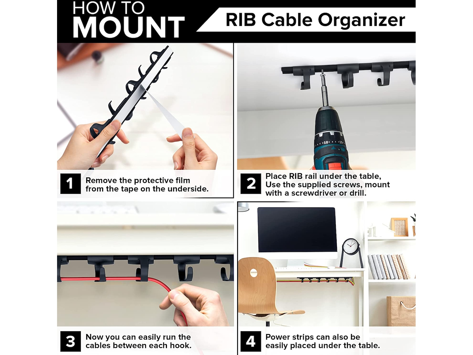 Kenson RIB kabelholder 38 cm (3 pk) Tilbehør til arbeidssteder og avlukker