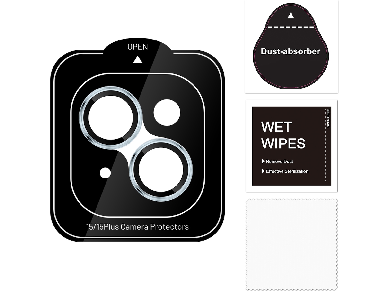 iiglo iPhone 15 / 15 Plus Linsebeskytter blå ramme (blå) Skjermbeskytter