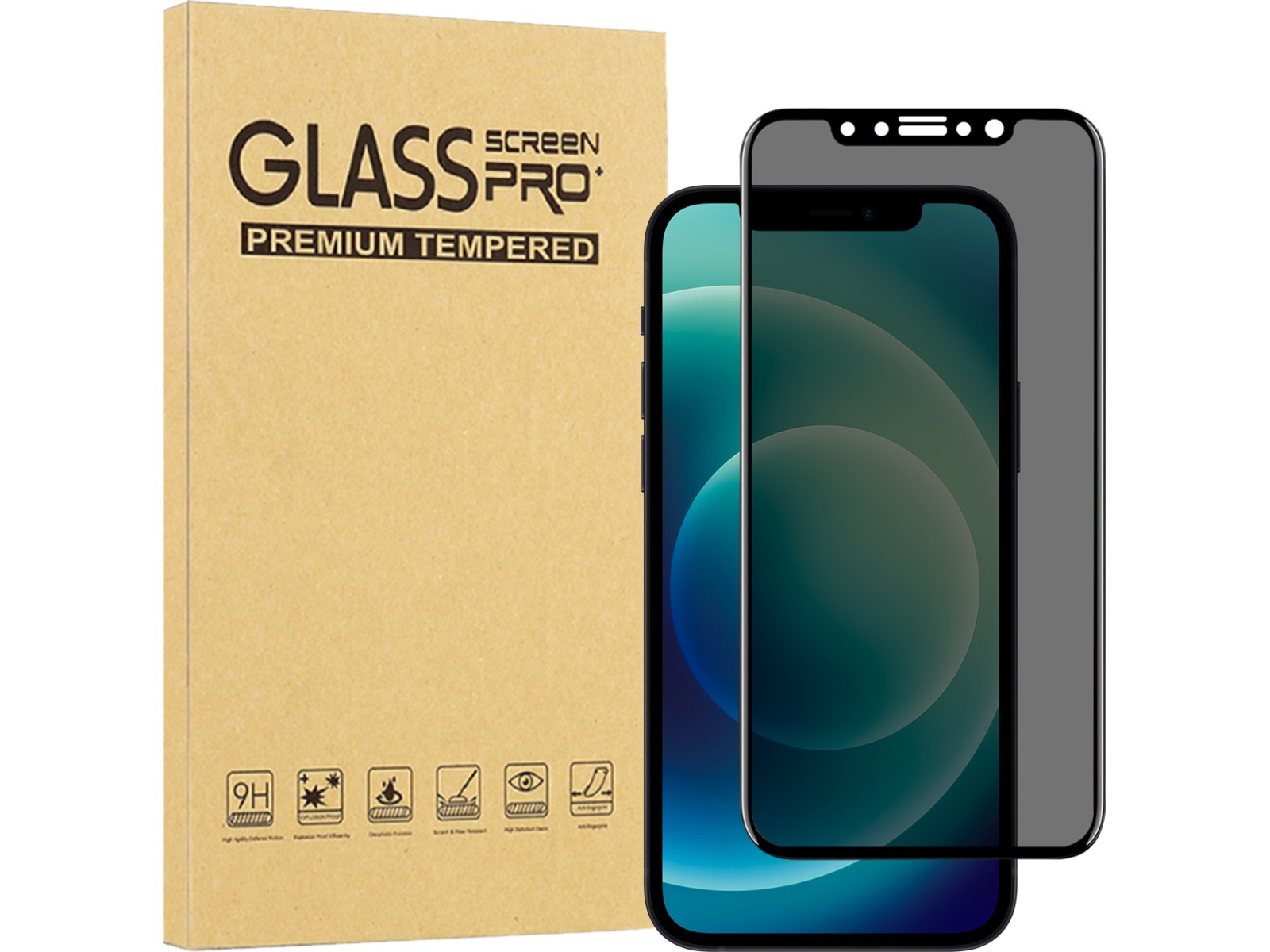 iiglo  iPhone 12 3D Privacy Skjermbeskytter Skjermbeskytter