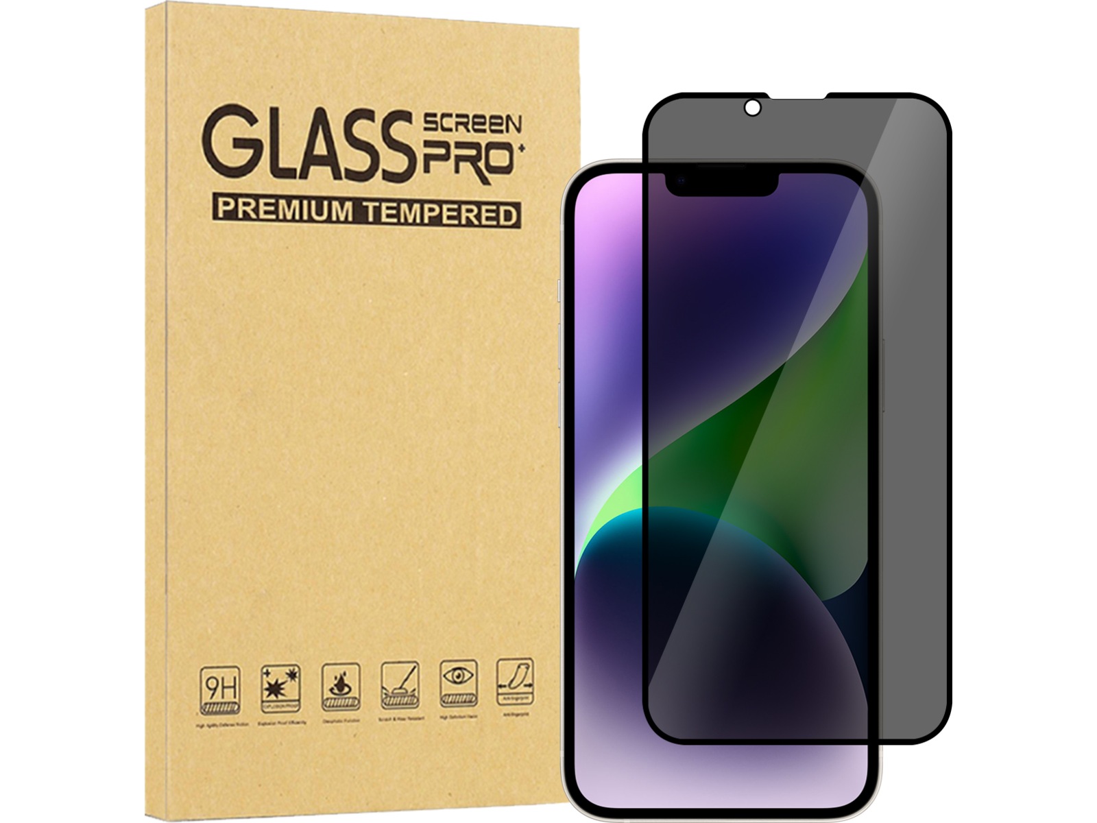 iiglo iPhone 17e /16e / 14 / 13 / 13 Pro 3D Privacy Skjermbeskytter Skjermbeskytter