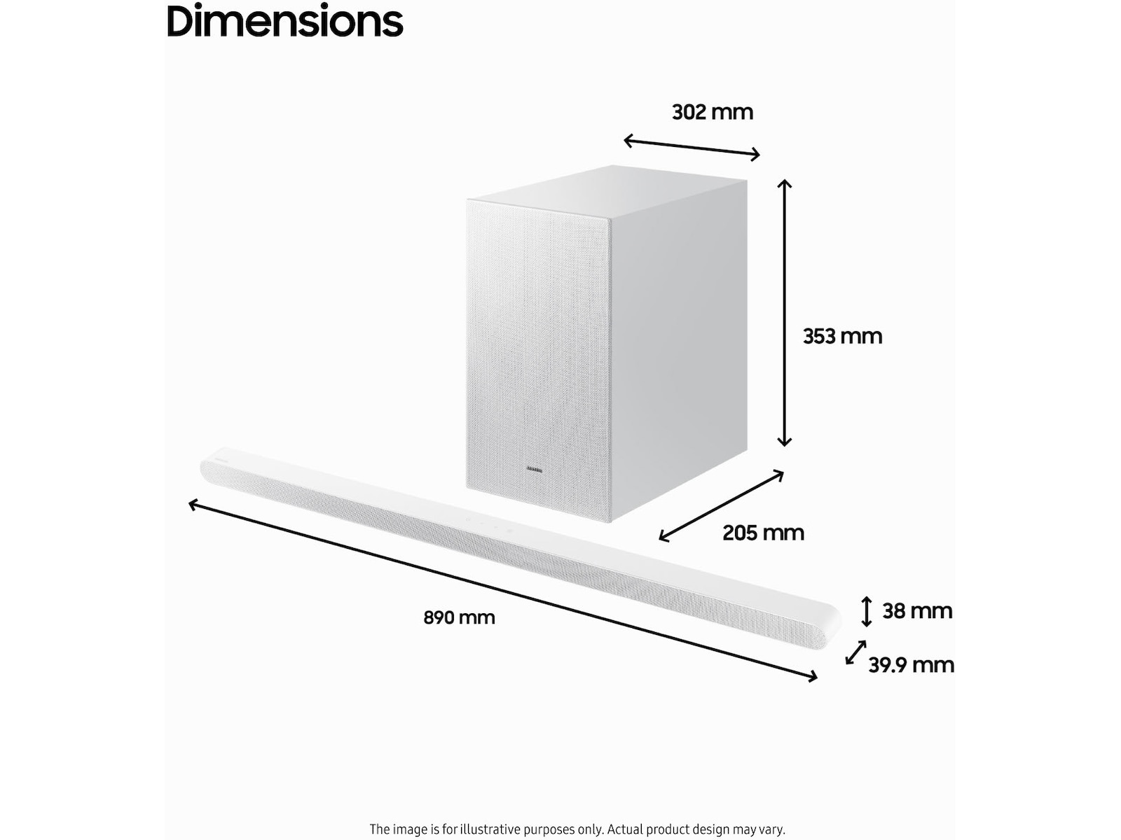 Samsung HW-S711D soundbar med subwoofer (hvit) Lydplanker