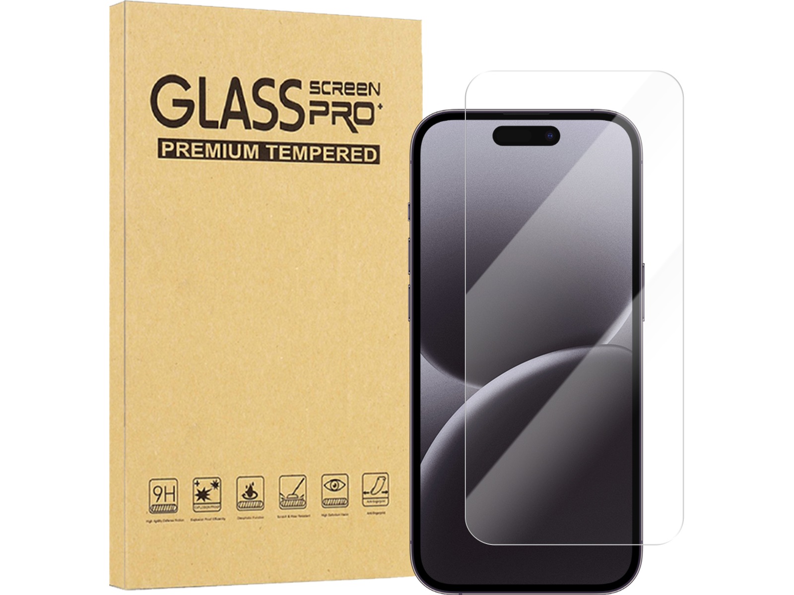 iiglo iPhone 17 Pro Max / 16 Pro Max Clear Glass skjermbeskytter Skjermbeskytter