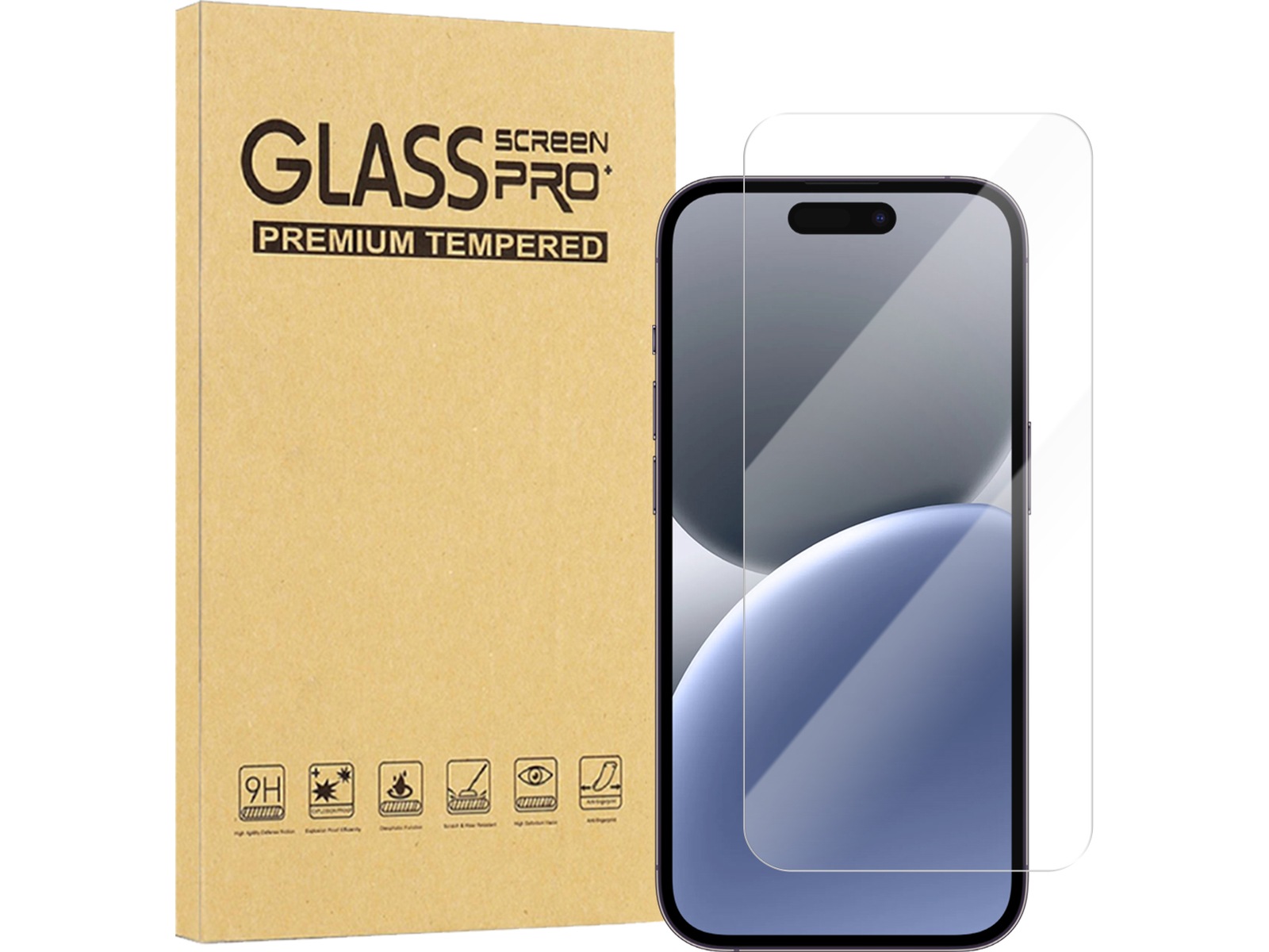 iiglo iPhone 16 Plus / 15 Plus Clear Glass skjermbeskytter Skjermbeskytter