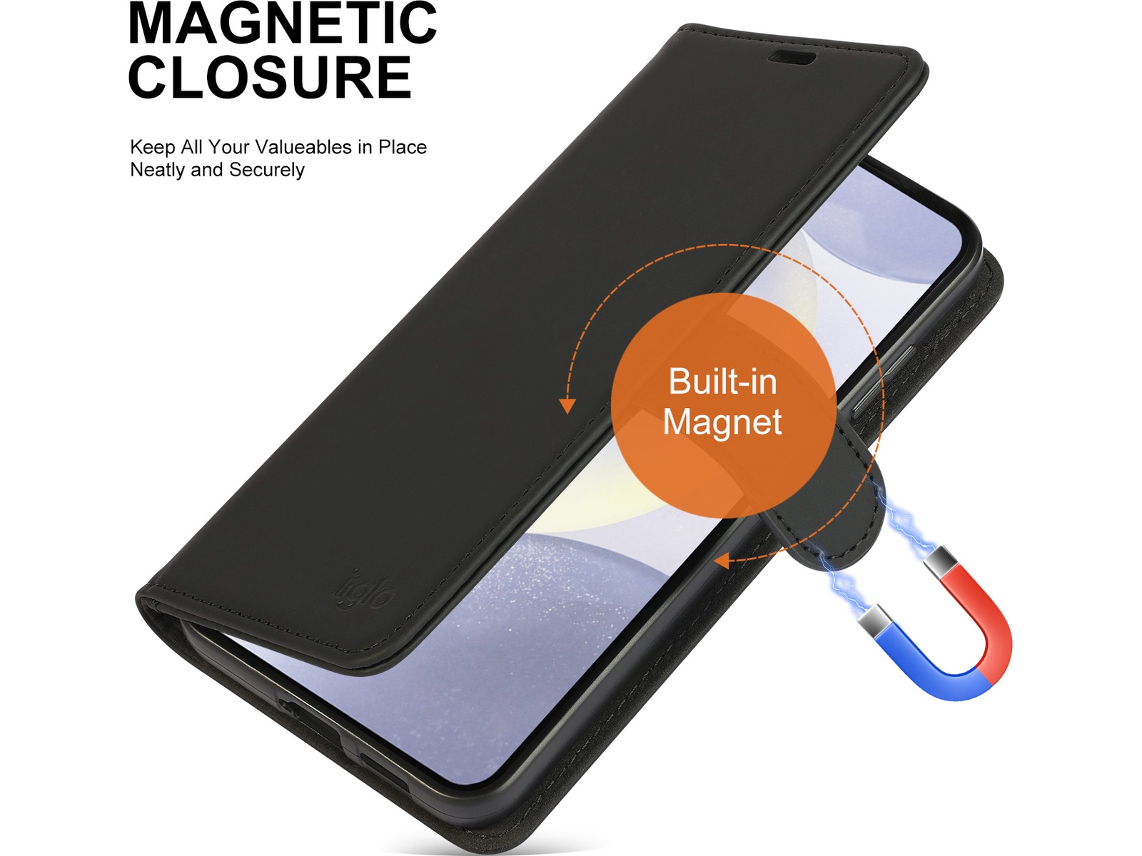 iiglo Galaxy S25+ Lommebokdeksel (sort) Mobildeksel