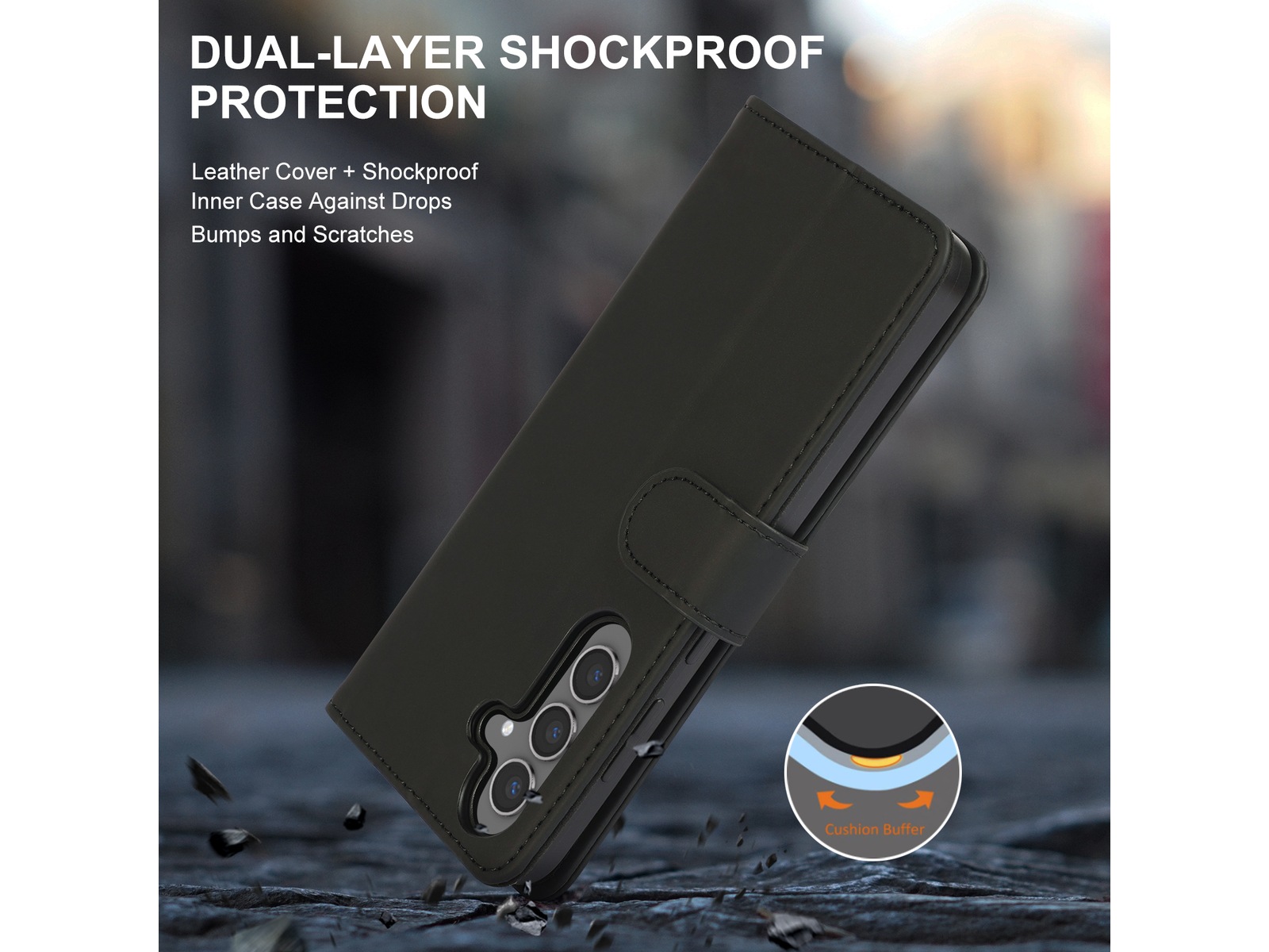 iiglo Galaxy S25+ Lommebokdeksel (sort) Mobildeksel