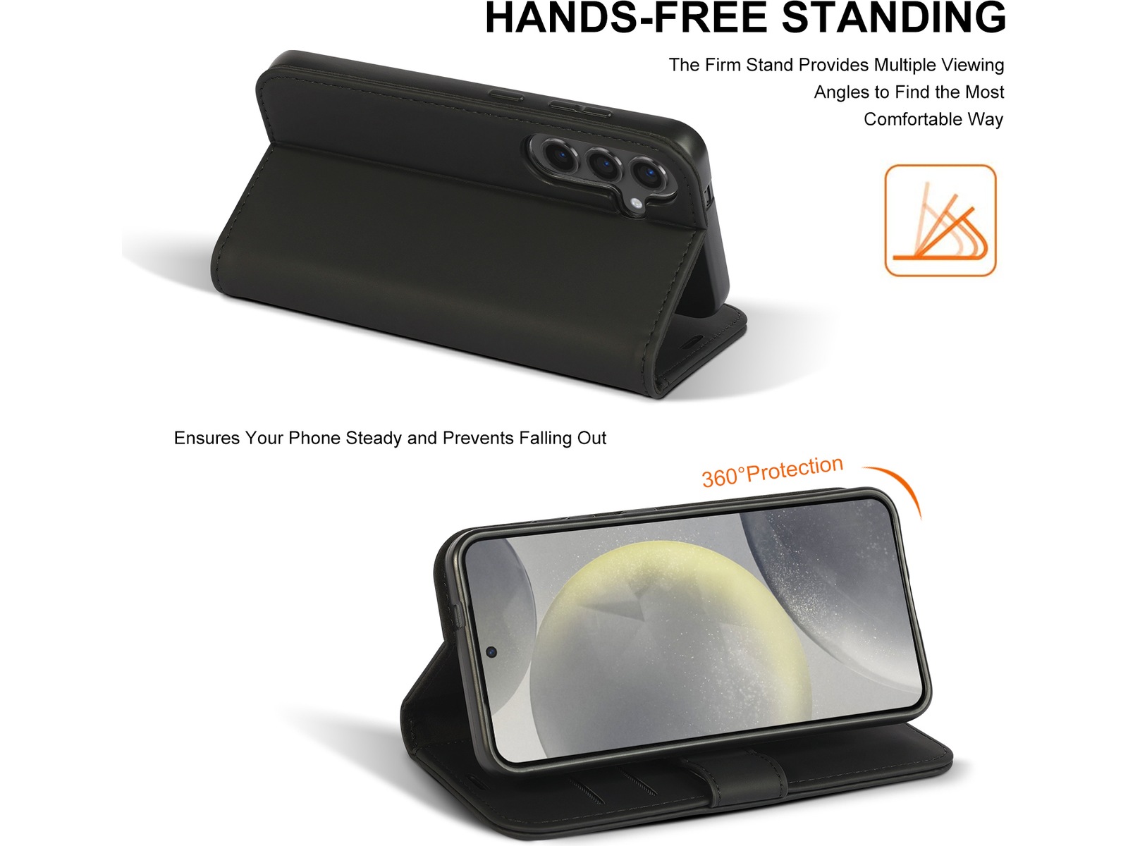 iiglo Galaxy S25 Lommebokdeksel (sort) Mobildeksel