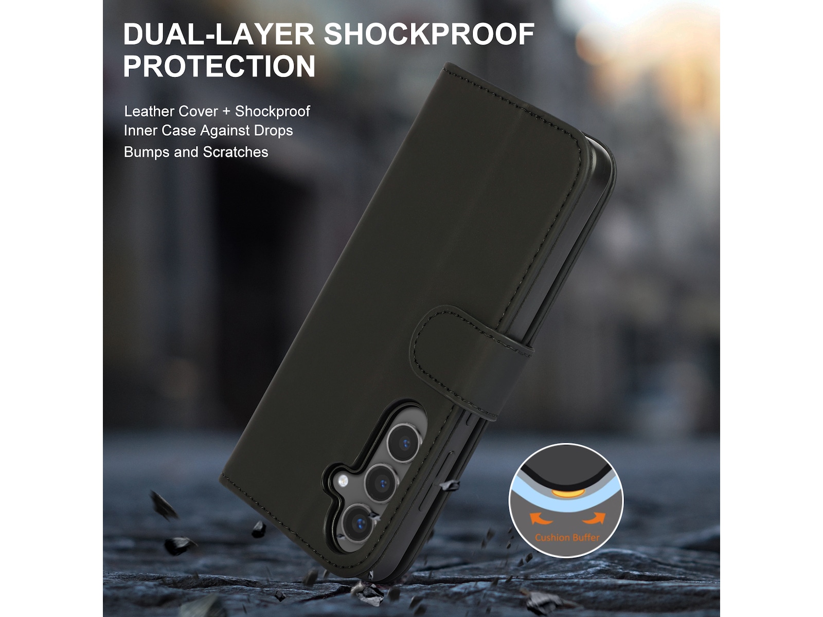 iiglo Galaxy S25 Lommebokdeksel (sort) Mobildeksel