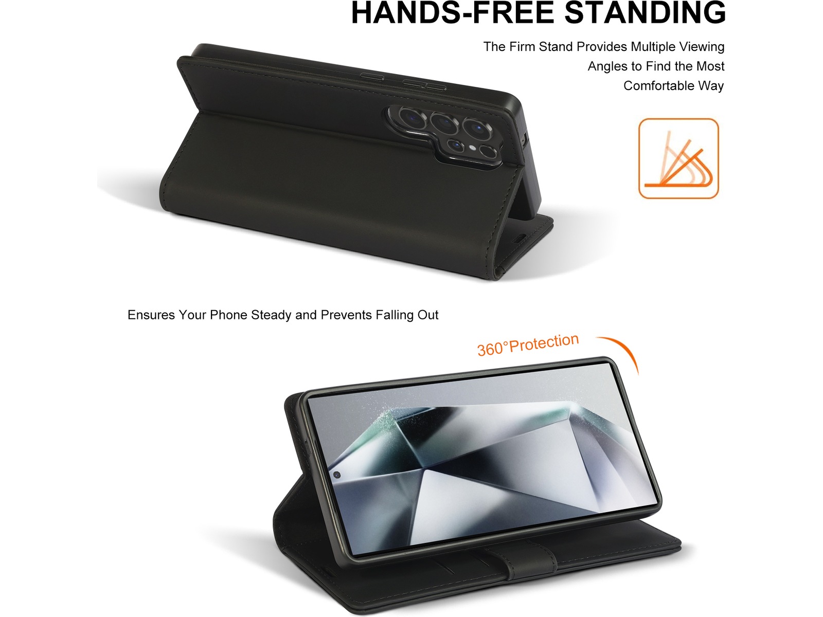 iiglo Galaxy S25 Ultra Lommebokdeksel (sort) Mobildeksel