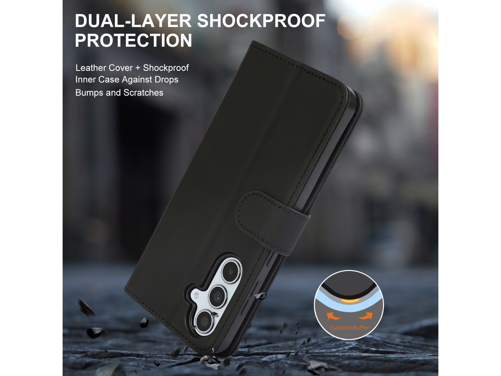 iiglo Galaxy A36 Lommebokdeksel (sort) Mobildeksel