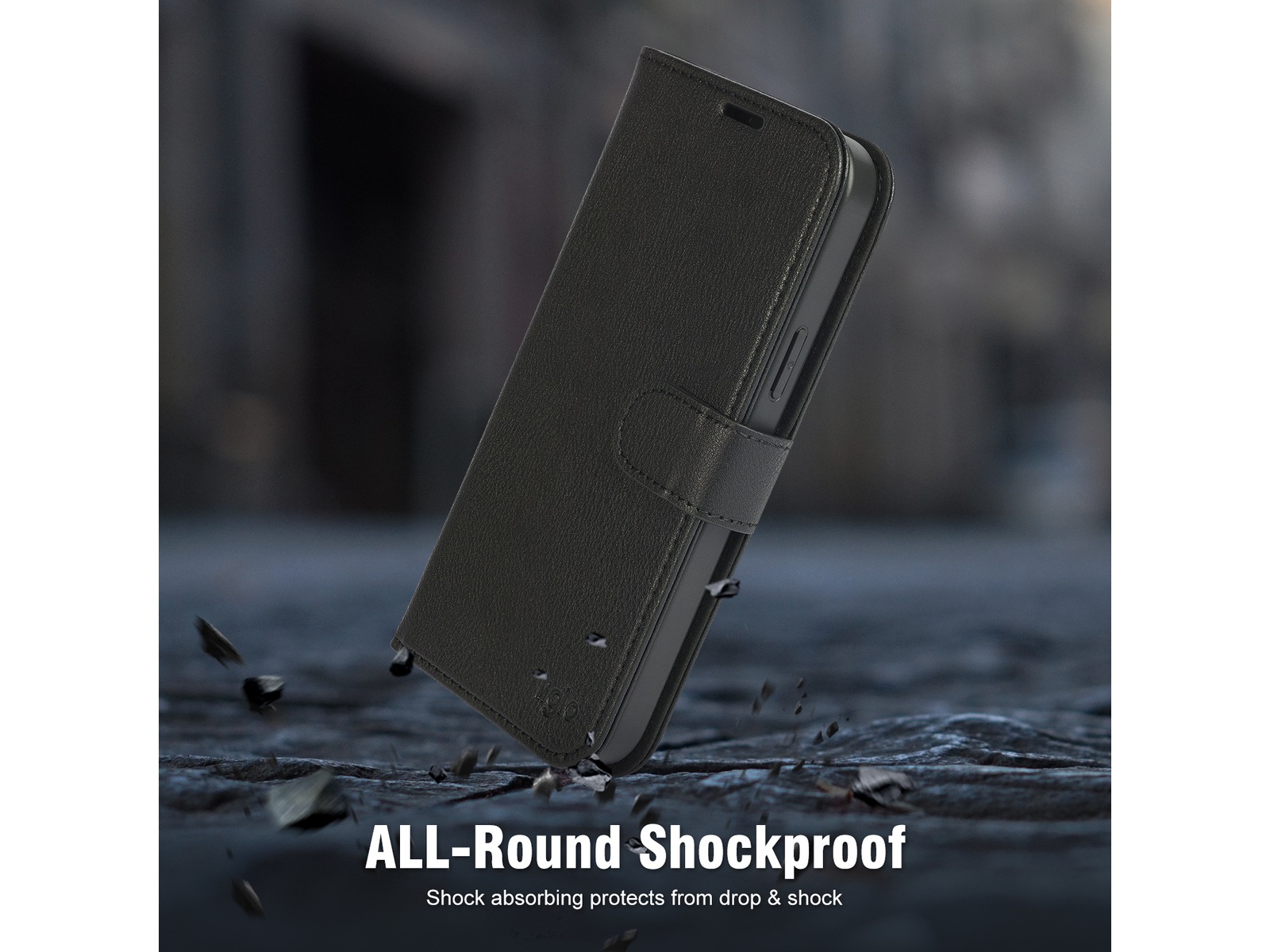 iiglo iPhone 15 Plus 2-i-1 Lommebokdeksel (sort) Mobildeksel