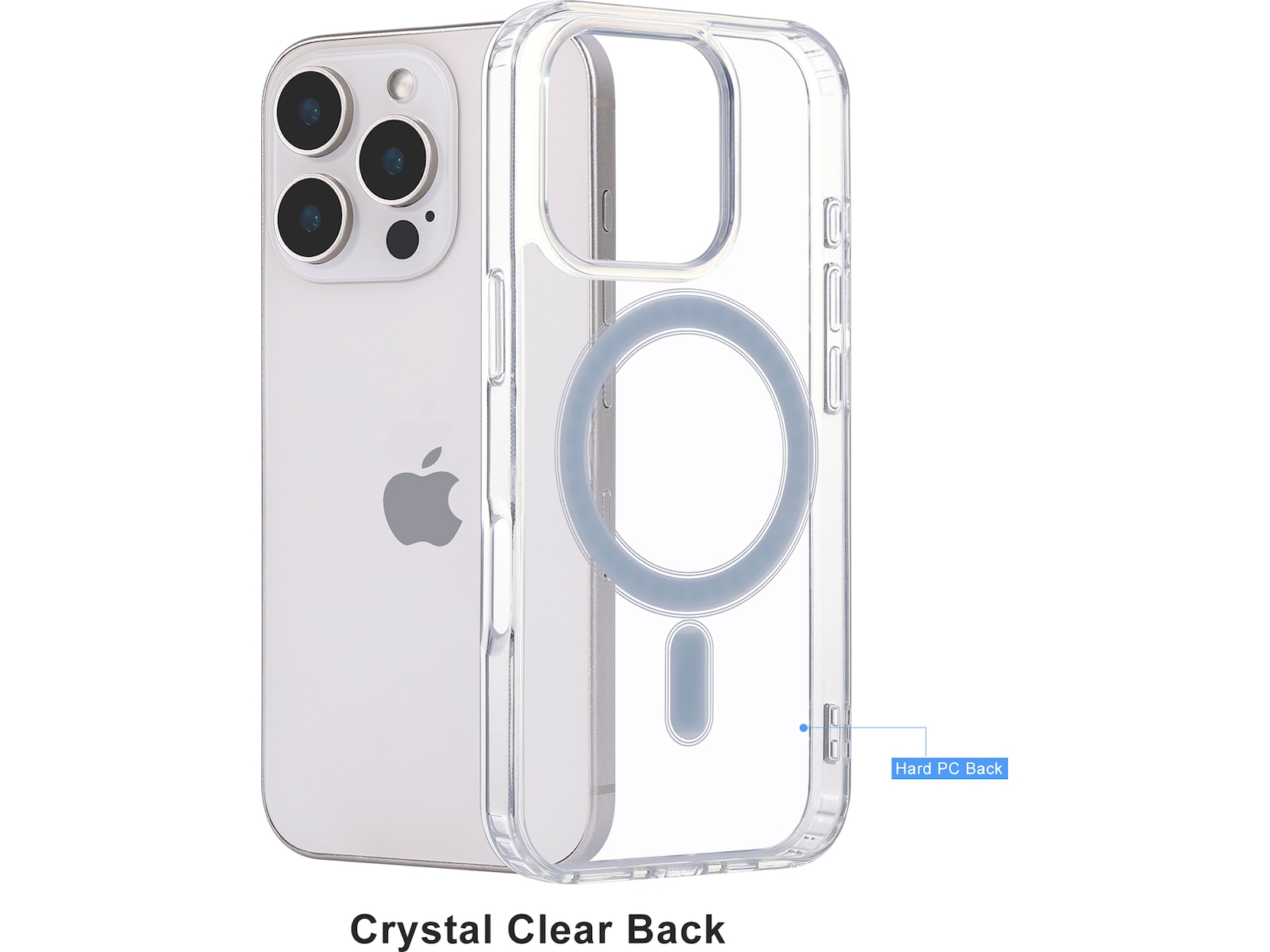 iiglo iPhone 16 Pro Magnetic Silikondeksel (gjennomsiktig) Mobildeksel