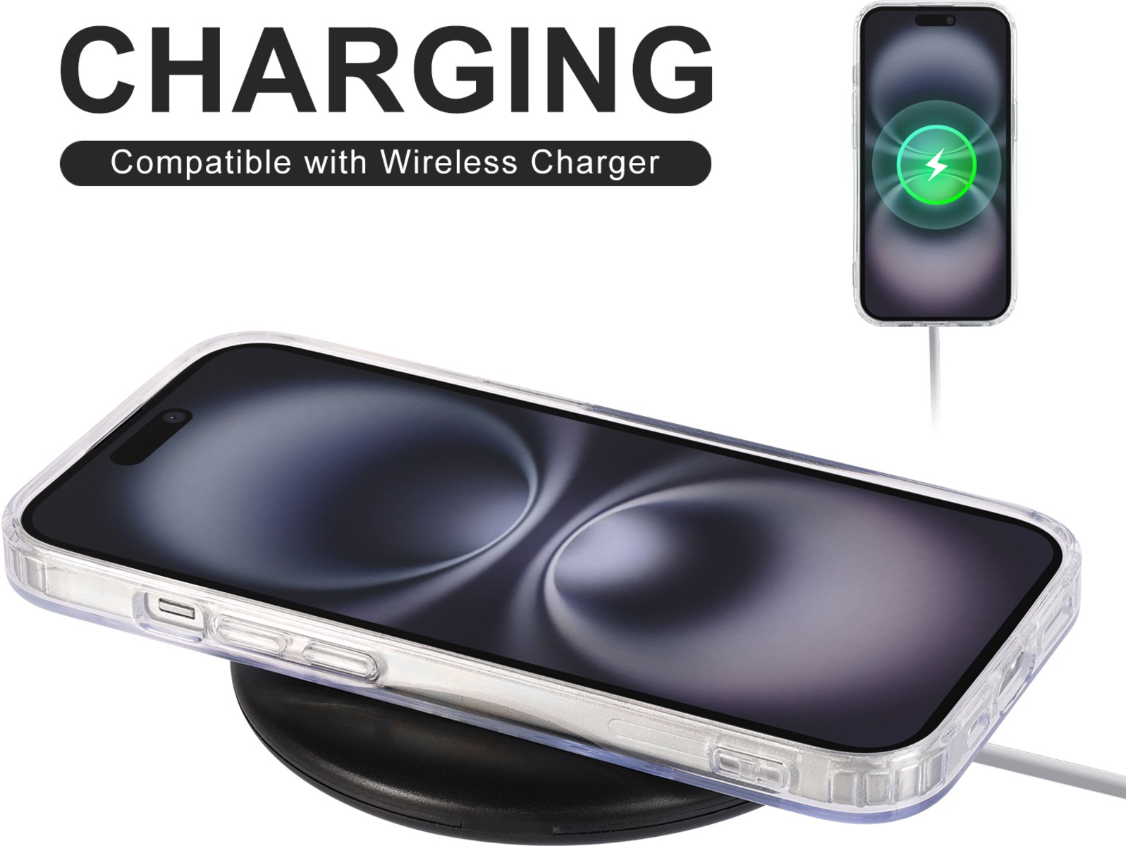 iiglo iPhone 16 Plus Magnetic Clear Case (gjennomsiktig) Mobildeksel