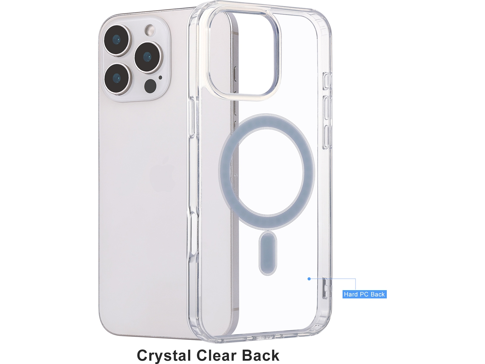 iiglo iPhone 16 Pro Max Magnetic Clear Case (gjennomsiktig) Mobildeksel