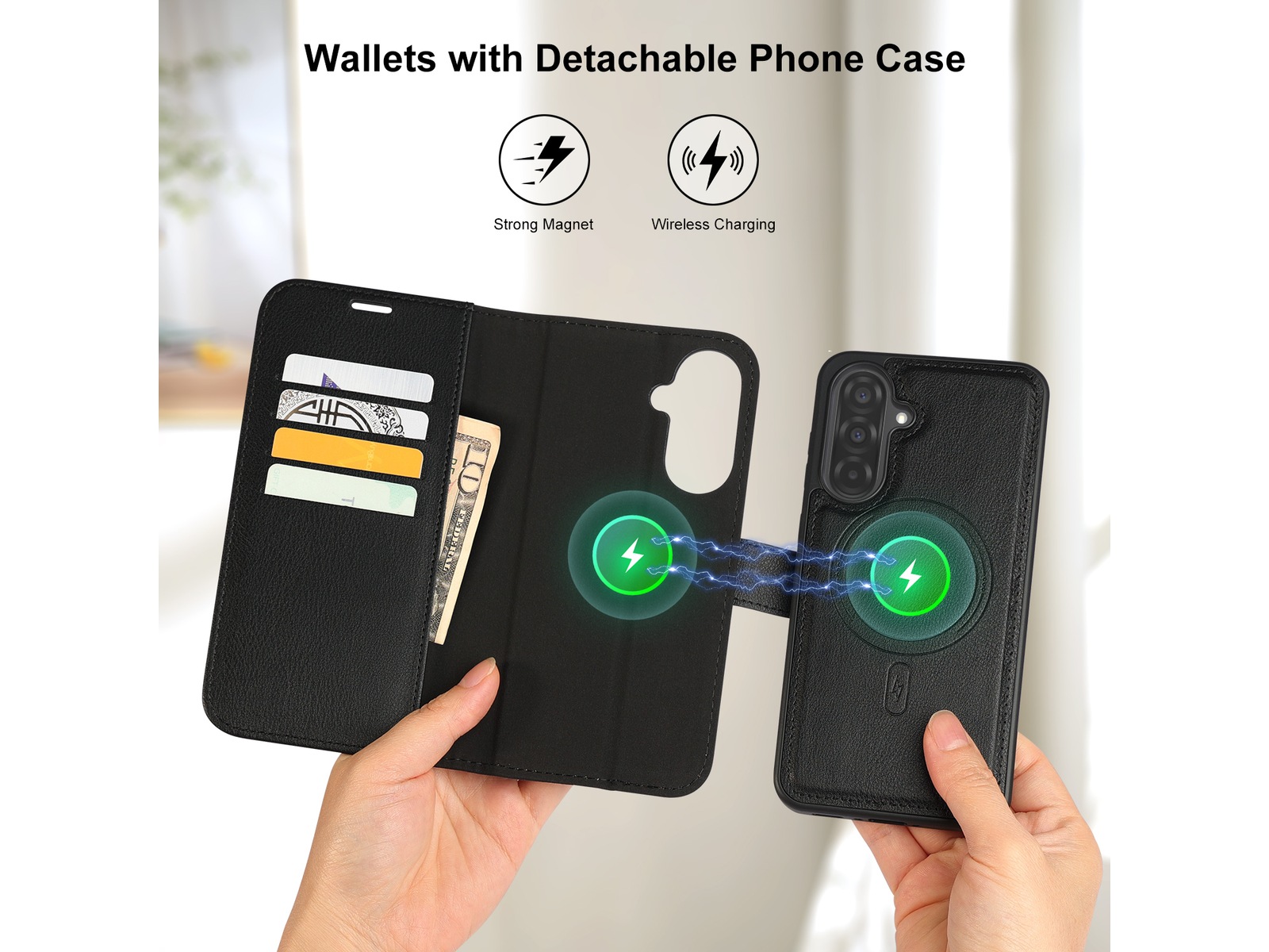 iiglo Galaxy A36 2-i-1 Lommebokdeksel (sort) Mobildeksel