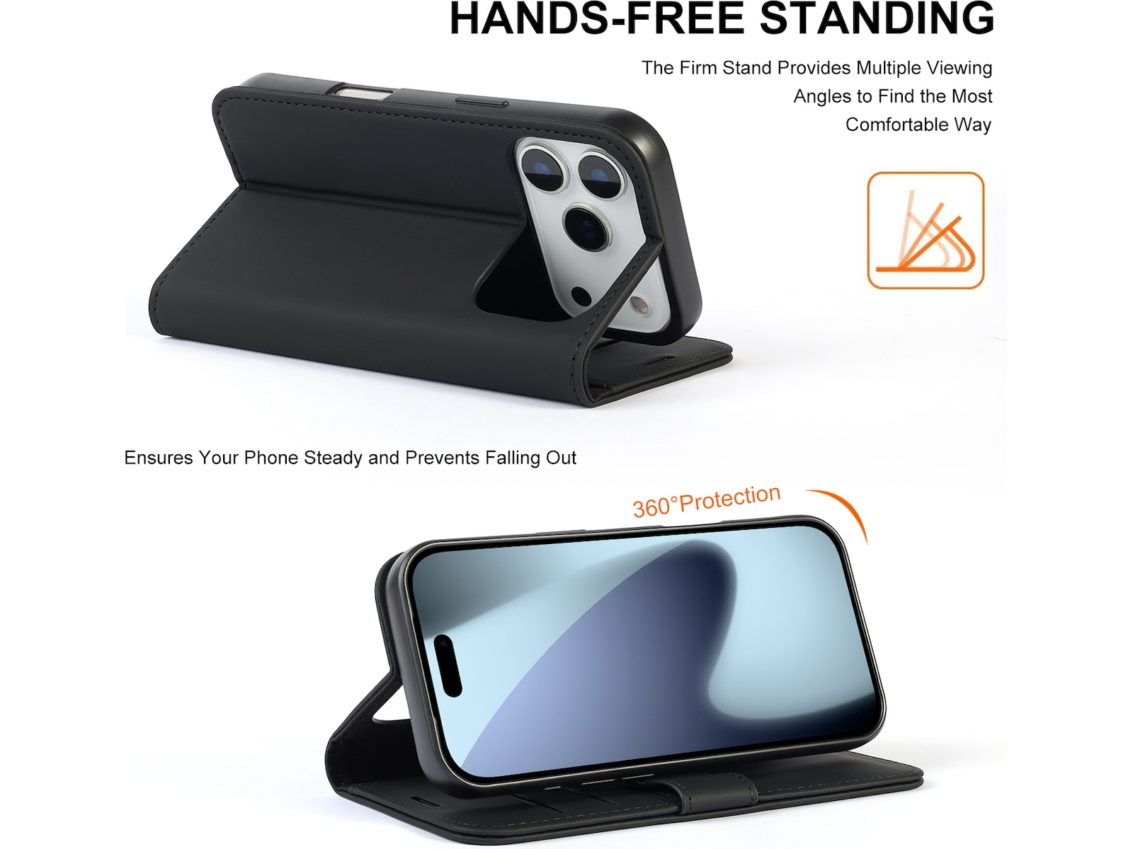 iiglo iPhone 17 Pro Lommebokdeksel (sort) Mobildeksel