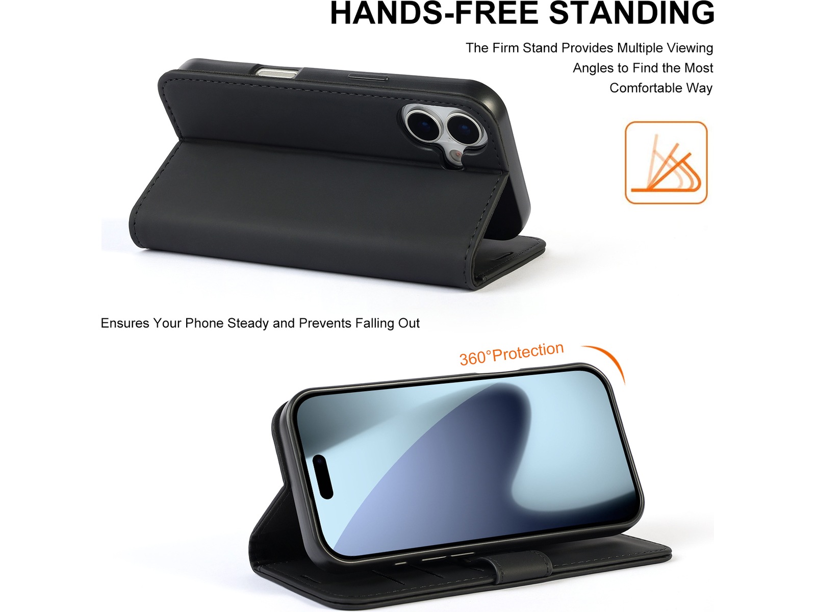 iiglo iPhone 17 Lommebokdeksel (sort) Mobildeksel