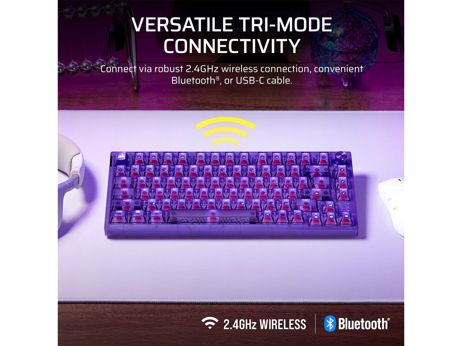 CORSAIR K65 PLUS WIRELESS Gaming Tastatur (Atomic Purple) Tastatur