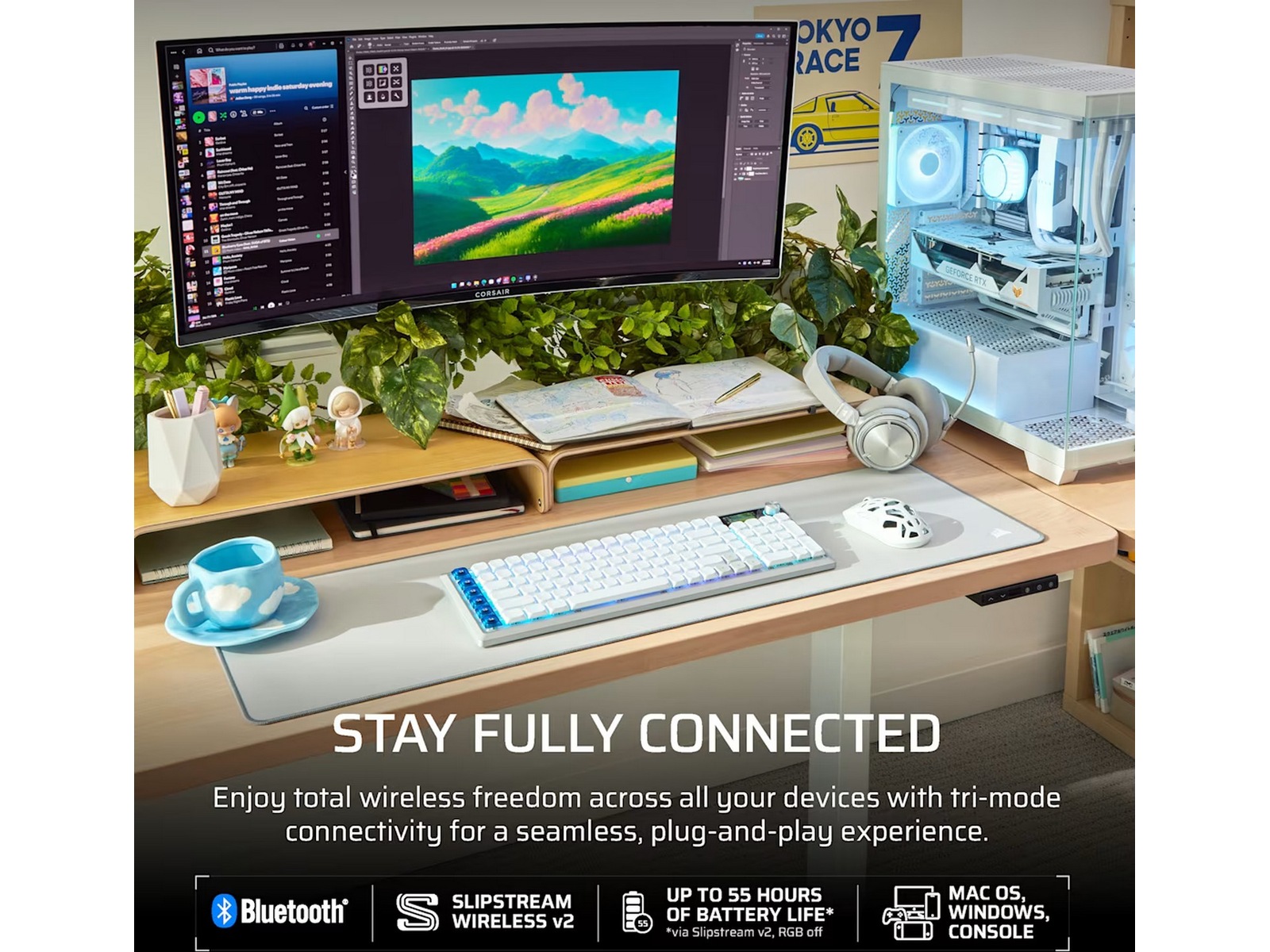 Corsair Vanguard Air 99 Trådløst Gamingtastatur (hvit) Gamingtastatur