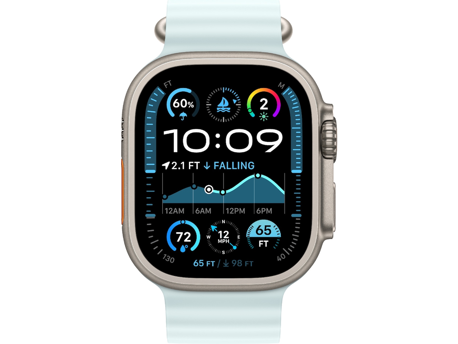 Apple Watch 49mm Natural Titanium Ocean Band Extension (ice blue) Reim