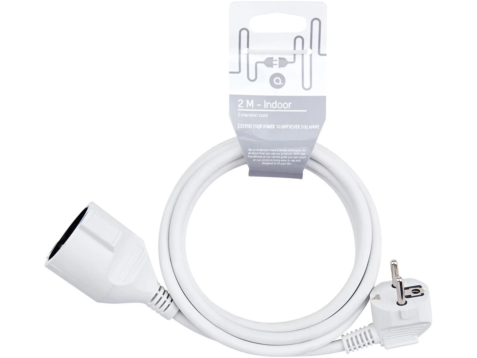 Andersson Skjøteledning 2m (hvit) Skjøtekabel & forgrener