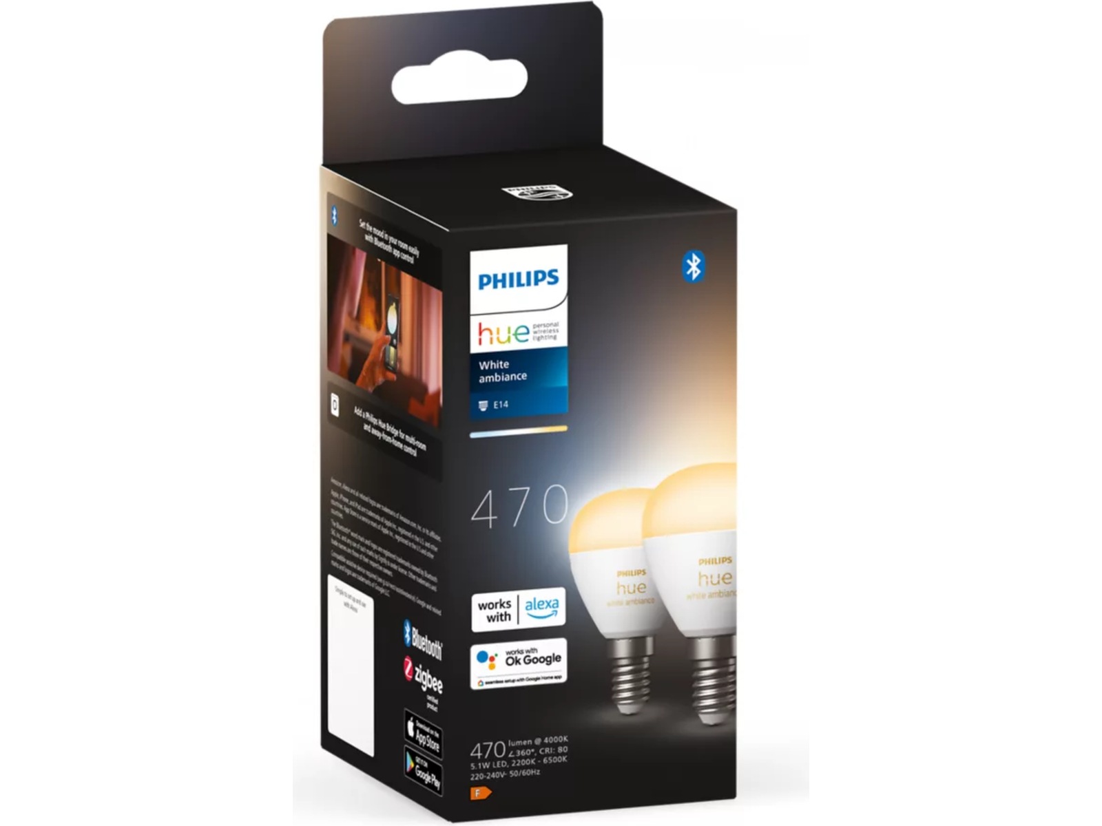 Philips Hue WA 4.3W Luster E14 lyspære 2PK Lyspærer & LED-pærer
